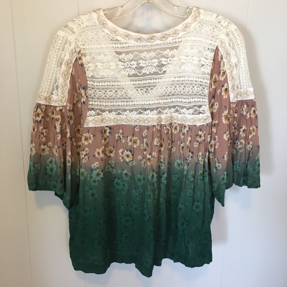 Gimmicks BKE Green Gables Dip Dye Blouse Small - Picture 2 of 16